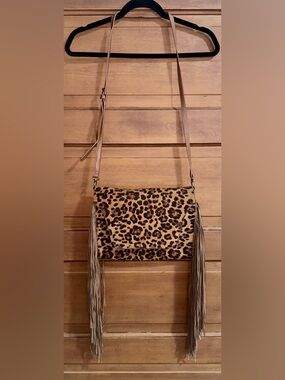 Lucky and Blessed Leopard Print Fringe Crossbody Bag in Brown! Like NEW EUC!!